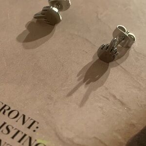 Silver Middle Finger Stud Earrings
